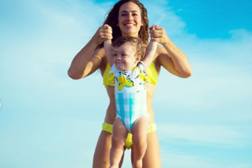 Camille Leblanc-Bazinet and daughter