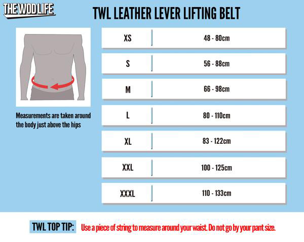 lever belt sizing chart