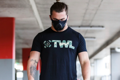 athlete wearing training mask